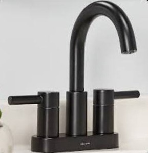 lot 8352 image: allen  roth Harlow Matte Black 4-in centerset 2-handle WaterSense High-arc Residential