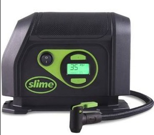 lot 8353 image: Slime 40088 Tire Inflator, Portable Car Air Compressor, Inflate Right automatic shut off, with Digital 99 psi Display, Long Hose and LED Light, 12V, 6 min inflation