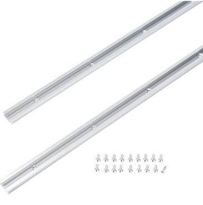 lot 8360 image: T Track 36 with Wood Screws- Double-Cut Profile Aluminum T-Track with Predrilled Mounting Holes -Woodworking and Clamps-Fine Sandblast Anodized -Silver Color -2 Pack