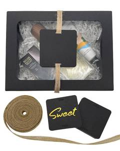 lot 8367 image: Gusisia 24 Pack Cookie Boxes with Window, Black 8 x 6 x 2.5 Backey Box for Gift Giving Cupcakes Pastry Dessert Packing Plus Tags and Linen Ribbon