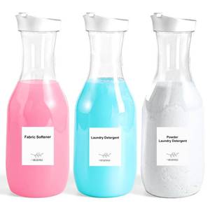 lot 8374 image: Laundry Detergent Dispenser by VEGEVIGI, 54OZ Laundry Soap Disepenser, Liquid Laundry Detergent Container Organizer, Plastic Fabric Softener and Powder Detergent Dispenser, 3PACK