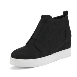 lot 8376 image: DREAM PAIRS Women��s Platform Wedge Sneakers Ankle Booties,Size 8,Black,WEDGE-SNKR-1 8