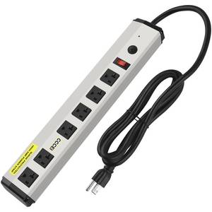 lot 8379 image: CCCEI Heavy Duty Power Strip Surge Protector 20 Amp, High Amp Industrial Shop Garage Metal Multiple Outlets, 15 FT 12 Gauge 5-15P Extension Cord 6 Outlet 6-20R T-Slot 20a for Appliance.