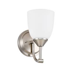 lot 8387 image: Ntsunxeko Traditional 1-Light Indoor Wall Sconce with Frosted Glass Bathroom Bedroom Hallway, 9.6 H x 5.5 W, Brushed Nickel