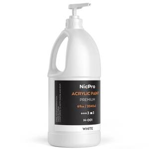 lot 8407 image: Nicpro White Large Acrylic Paint Set (69 oz, 2040 ml) Rich Art Painting Supplies Non Toxic for Multi Surface, Canvas, Wood, Leather, Fabric Stone Craft, for Beginner & Artist with Pump