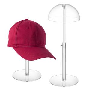 lot 8415 image: JUESHA 2 Pack Clear Acrylic Hat Display Stand Height Adjustable, Countertop Hat Holder for Baseball Caps Cowboy, Wig Head Counter Stand for Closet (PATENT PENDING)