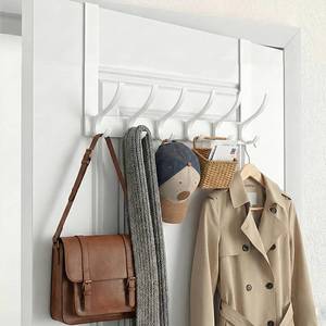 lot 8428 image: Peasulin Over The Door Hooks, Sturdy Door Hanger, Large Over The Door Towel Rack with 12 Hooks, Heavy Duty Easy to Install, for Bathroom, Bedroom��Kitchen��Hanging Towels, Coats (White)
