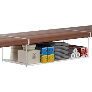 lot 8429 image: Foldable Metal Under Cabinet Organizer,Multi-Functional Hanging Storage Rack for Aluminum Foil,Plastic Wrap,Kitchen Wipes,Space-Saving,Tool-Free Install,Rust-Resistant,Ideal for Kitchen (White)