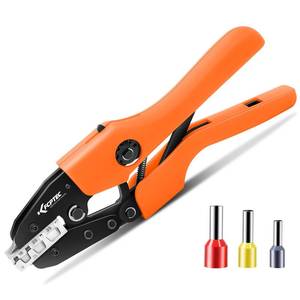 lot 8431 image: KF CPTEC Ratcheting Ferrule Crimping Tool for Wire End Sleeves, AWG 2-10 (6-35mm�) Heavy Duty Electrical Crimper