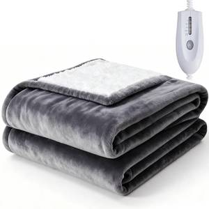 lot 8478 image: Sweetcrispy Heated Blanket Throw, 50x60 Heating Electric Blanket with 4 Heat Levels, Washable Dual-Sided Flannel & Sherpa Fabric Electric Throw Blanket Warmer for Office Home Use, Grey