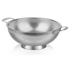 lot 8481 image: Tiawudi Large 6-Qt Colander, 188 Stainless Steel Mesh Strainer for Kitchen, Food Sieve with Riveted Handles and Self-draining Solid Ring Base, Great for Pasta, Rice, Vegetables and Fruits