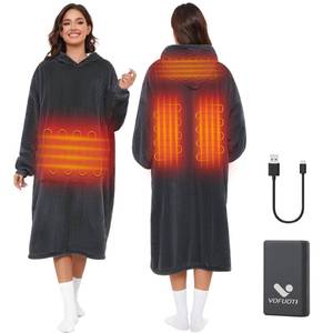 lot 8491 image: VOFUOTI MAX Wearable Heated Blanket, Cordless Electric Heating Blanket Hoodie with 16000mAh Battery, Heated Robe Oversized Sweatshirt Throw Blanket Shawl with Sleeves