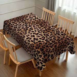 lot 8496 image: JRZHXYA Brown Leopard Tablecloth 54 x 72 Inch Black Cheetah Skin Wild Animal Print Rectangular Washable Table Cover Rectangle Table Cloth for Party Picnic Dinner Decor