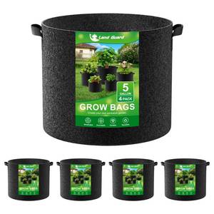lot 8499 image: Land Guard 4-Pack Fabric Grow Bags 5 Gallon, Thickened Nonwoven Garden Pots, Growing Bags with Handles, Black