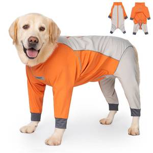 lot 8505 image: Dog Full Body Winter Coat, Waterproof Fleece Jacket for Small Medium Large Dogs Reflective Snowsuit with Zipper for Outdoor Skating (Orange, 5XL(Weight 65-88 lbs))