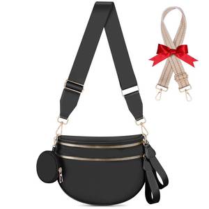 lot 8507 image: Bum Bags for Women Checkered Crossbody Bag Large Nylon Belt Purse Fanny Packs, Bonus with a Extra Strap