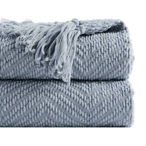 lot 8514 image: BATTILO HOME Bluish Grey Chenille Throw Blanket for Couch, Knit Throw Blanket,Super Soft Warm Home Decor Throw Blanket with Tassels for Bed,Sofa and Living Room,60 x 80