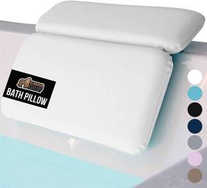 lot 8515 image: GORILLA GRIP Bath Pillow for Tub, Strong Suction Cups, Luxury Bathtub Pillows, Headrest Neck and Back Support, Relaxing Hot Tub and Home Spa Accessories, Bathroom Essentials, Gifts for Women, White