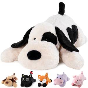 lot 8522 image: meowtastic Black & White Dog Weighted Stuffed Animals - 22 Inch 4.5 Pounds Weighted Plush Dog Stuffed Animals - Big Stuffed Dog Plush Pillow - Cute Plush Toys Gifts for Kids & Adults (22 4.5 lbs)