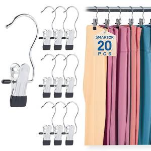 lot 8523 image: Legging Organizer for Closet, Yoga Pants Hangers 20 Pack Hanging Clips Coated Clips for Leggings, Hanger Space Saving Closet Organizers and Storage for Skirt, Shorts, Hats, Towel, Boot, Jeans, Doll