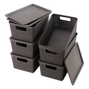 lot 8526 image: Wrrlors 6 Pack Plastic Storage Baskets With Lids,Grey Breathable Stackable Storage Bins,Small Storage Containers,for Organizing Storage Baskets on Desktops,Closets,Playrooms,Classrooms,Offices