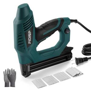 lot 8534 image: Electric Nail Gun 18 Gauge, 2 in 1 Brad Nailer Heavy Duty, 120V Stapler Gun with 2000pcs Nails and Crown Staples for Carpentry, Upholstery, DIY