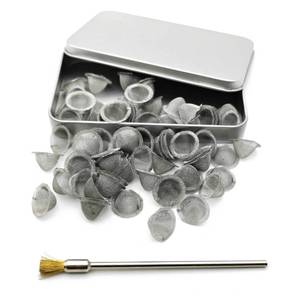 lot 8551 image: 80 Pieces 12 Inch Pipe Screens,Facilitate Fully Burns The Pipe Contents,Stainless Steel Mesh Bowl Screens Filters, 0.5 Inch Adjustable Tapered Design,with Brass Cleaning Brush and Metal Storage Box