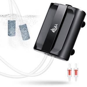 lot 8558 image: AQQA Aquarium Air Pump,3.5W 5W Dual Outlet Oxygen Pump with 2 Air Stone,Adjustable Air Valve Quiet Bubbler Pump,Up to 160 Gallon Fish Tank (3.5w)