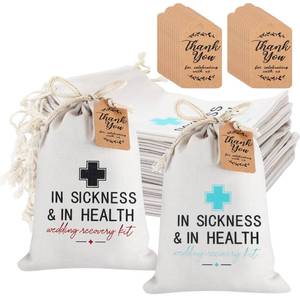 lot 8590 image: SATINIOR 48 Set Hangover Recovery Kit Bags 5 x 7 in Sickness & in Health Wedding Hangover Survival Kit with Thank You Card and Drawstring for Bachelorette Bridal Shower Wedding Bridesmaid Gifts