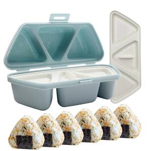 lot 8594 image: Triangle Rice Ball Maker - 6pcs Triangle Onigiri Mold, Multifunctional for Making and Storing Sushi, Foldable