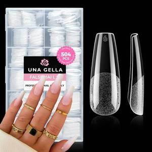 lot 8598 image: UNA GELLA Long Coffin Nail Tips, 504pcs Pre-Shape Fake Nails Half Matte Full Cover Acrylic Gel Nail Tips Clear Long Coffin Press On Nails Home DIY Extension 12 Sizes Gelly Tips