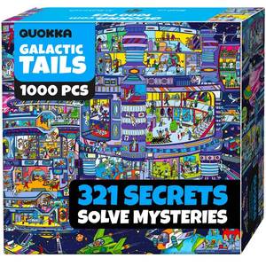 lot 8604 image: QUOKKA 1000 Piece Jigsaw Puzzle for Adults Galactic Tails Premium Box Packaging with Extra Fun Challenges - Stunning Galaxy Dog Puzzle - Perfect for Relaxation &amp Creativity &amp Gift Giving