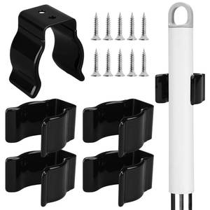 lot 8618 image: Otoolling 5 Pack Spring Clip Broom Clip with Screws for 1 12-1 78 Inch Diameter Black Manganese U Shape Steel Clips Holder Bracket for Tools Rakes and Flashlight Pipe Tool Holder Wall Garage Garden