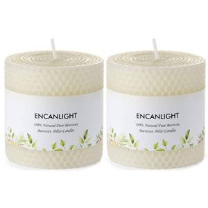 lot 8622 image: White Roll 2packs Bee swaxs Pillar Candles,Honeycamb Pillar Candle Set of 2 - Dripless and Smokeless,Approx 30 Hours Hurn for Home Decor,Party Wedding, Dinner