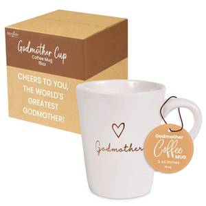 lot 8643 image: Pavilion Godmother Coffee Mug - Stoneware Coffee Cups for Aunts - Ideal for Daily Use with Godmother Text Design - Microwave & Dishwasher Compatible - Cream, 15 oz