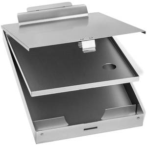 lot 8654 image: Blue Summit Supplies Aluminum Dual Storage Clipboard, 2 Compartments, Large Heavy Duty Clip for Letter Paper, Great for Office, Jobsite or Classroom