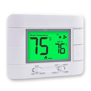 lot 8661 image: Garystat Non-Programmable Heat Pump Thermostat for House 2 Heat1 Cool, with Temperature & Humidity Monitor and Large Green LCD