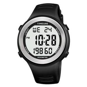 lot 8675 image: Mens Pedometer Watch for Walking Step Counter Watch No Charging, No App Connection, with EL Backlight. Simple, Practical Choice for Mobile-Free Fitness Enthusiasts TIMEURE-2308 (Black)