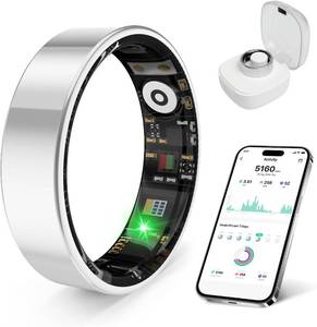 lot 8543 image: Smart Health Ring for Women Men,Fitness Rings Tracker with Blood Pressure Monitor Heart Rate Blood Oxygen Sleep Monitor IP68 Waterproof Step Counter Calorie Tracker Health Rings for Android iOS Phones