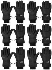 lot 8718 image: Bencailor 6 Pairs Kids Winter Gloves Waterproof Ski Glove Boy Girl Warm Snow Snowboard Mittens for Cold Unisex(Black,10-15 Years,Stylish,Solid Color)