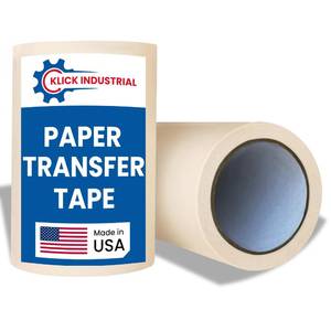 lot 8734 image: Transfer Tape for Vinyl 6 inch x 100 feet, Paper Tape with MediumHigh Tack Layflat Adhesive. Application Tape, Transfer Tape for Vinyl Graphic. Great for Cricut Vinyl, Decal & Vinyl Signs, Pre-mask