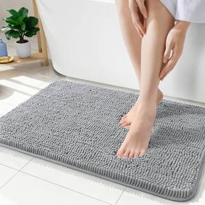 lot 8749 image: OLANLY Bathroom Rugs 35x24, Extra Soft Absorbent Chenille Bath Rugs, Rubber Backing Quick Dry, Machine Washable Bath Mats for Bathroom Floor, Tub and Shower, Home Decor Accessories, Light Grey