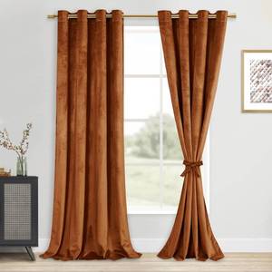 lot 8750 image: DWCN Velvet Curtains - 84 Inches Long Super Soft Luxury Tieable Room Darkening Privacy Protect Blackout Drapes for Bedroom Living Room Home Decor, Stone Blue, W52 x L84, Terracotta, 2 Panels