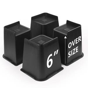 lot 8766 image: Sunifier Bed Risers 6 inch Heavy Duty 4 Pack, L Shape Furniture Risers 6 inch, Oversized Lifts Risers for Couch, Table, Sofa, Desk, Chairs Legs, Dorm Beds Frame (Black 4-Pack,6 inch)