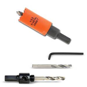 lot 8769 image: VIKITON 1 inch Hole Saw with Arbor for Cutting Metal Wood and Plastic, 25mm Bi-Metal Hole Cutter for Different Project with Smooth and Flat Drilling Edge, Fast Chip Removal, Handy Hole Saw Kit Set