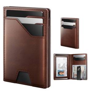 lot 8787 image: typecase Leather Wallet for Men Card Holder Premium Genuine Leather, RFID Blocking, Slim, Minimalist, Front Pocket - 15 Cards Capacity  ID Window  Money Clip (Brown)