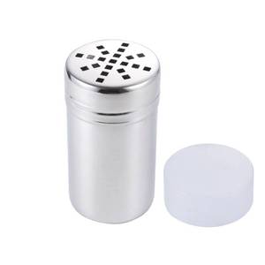 lot 8789 image: Stainless Steel Seasoning Shaker with Large Holes and Lid - Grated Cheese Shaker