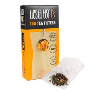 lot 8799 image: Tiesta Tea Loose Leaf Filters for Brewing, Disposable Infuser for Hot & Iced Drinks, Easy-Fill Steeper, Unbleached Paper, Single-Cup Infuser for Loose Leaves, 100 Empty Bags