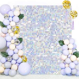 lot 8810 image: LuoluoHouse Shimmer Wall Backdrop Sequin Panels 24 Packs-Sparkly Backdrop for Bridal Shower Birthday Backdgrounds Advertising Ceremony Wedding Parties Panel Rainbow Silver