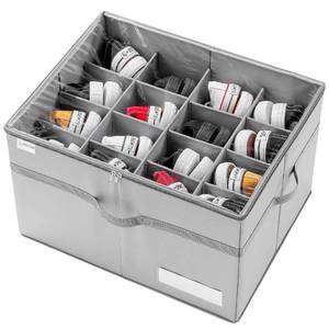 lot 8814 image: LUVHOMEE Shoe Organizer for Closet, Fits 16 Pairs, Large Shoe Box Storage Containers, Clear Foldable Shoe Storage Bins wBottom Support, Space Saving Shoes Holder wReinforced Handles, Gray